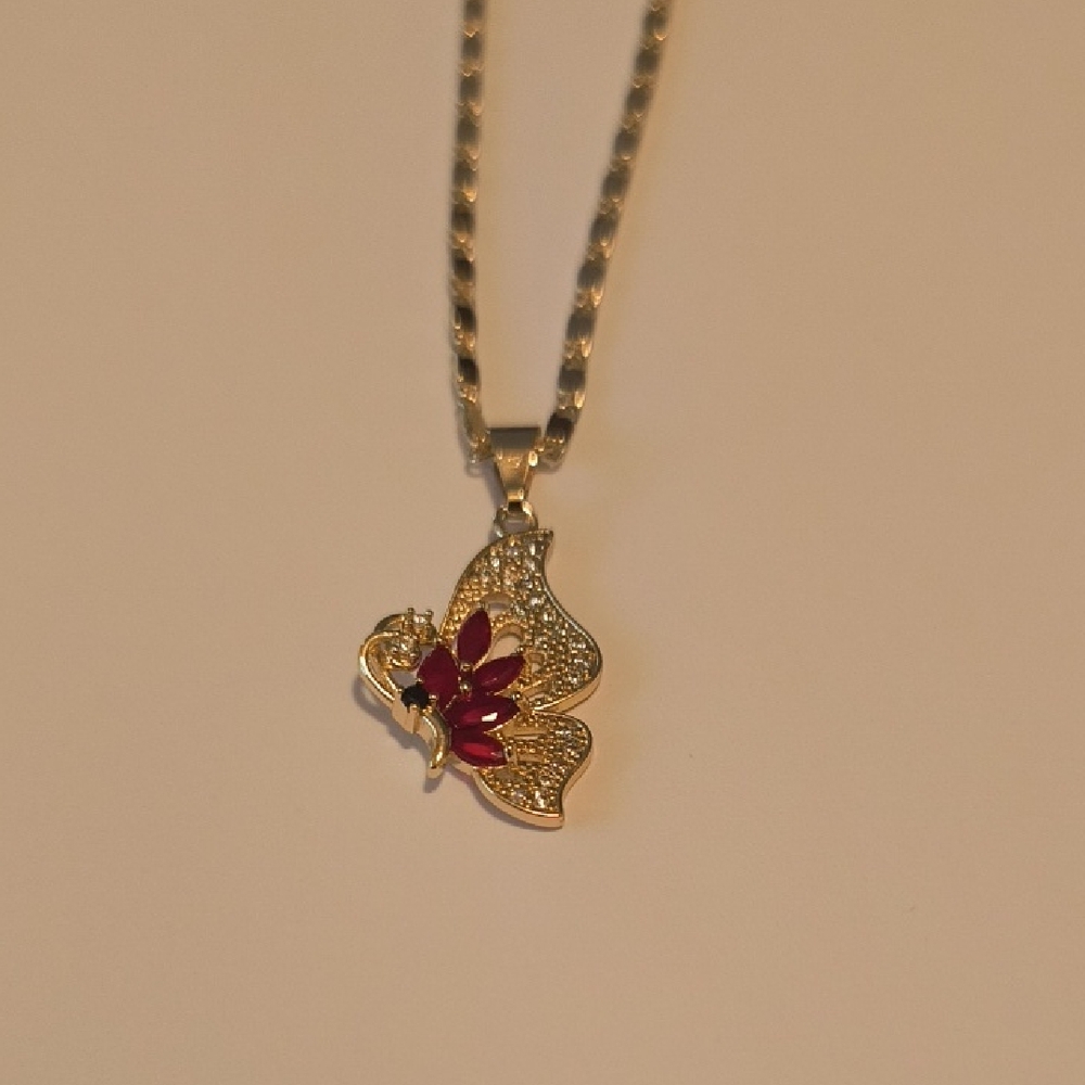 Elegant Butterfly Pendant Necklace/ Gold plated